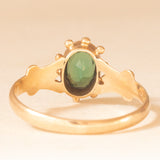 Anello vintage in oro giallo 9K con smeraldo sintetico (0.65ct ca.), anni ‘50