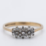 Anello vintage a fiore in oro giallo 9K con diamanti (0.15ctw ca.)