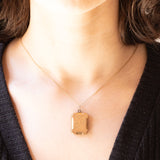 Ciondolo portafoto antico con lamina in oro giallo 9K su metallo, primi del ‘900