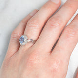 Anello a margherita vintage in platino con zaffiro (1.10ct) e diamanti (0.33ctw), anni ‘70
