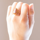 Anello vintage con cammeo su agata in oro 18K, anni '60
