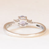 Trilogy vintage in oro bianco 9K con tanzanite (0.35ct ca.) e diamanti (0.03ctw ca.), anni ‘90