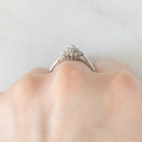 Anello a fiore vintage in oro bianco 9K con diamanti (0.10ctw ca.), anni ‘80