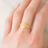 Anello antico in oro giallo 14K con diamanti di taglio rosetta (0.08ctw ca.), anni ‘10