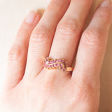 Anello vintage in oro giallo 9K con tormaline rosa (0.40ctw ca.), anni ‘70