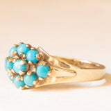 Anello vintage in oro giallo 8K con turchesi, anni ‘50