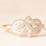 Anello vintage in oro giallo e bianco 9K con diamanti