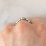 Anello a margherita vintage regolabile in platino con diamanti (0.20ctw), anni ‘90