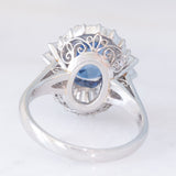 Anello ballerina in platino con zaffiro (3.02ct) e diamanti (1.20ctw), anni ‘80
