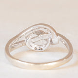 Anello vintage a nodo in oro bianco 9K con diamanti (0.06ctw ca.), anni ‘90