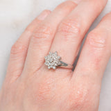Anello a fiocco di neve in platino con diamanti di taglio brillante (0.50ctw), anni ‘70/‘80