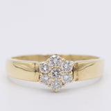 Anello a fiore con fede in oro giallo 14K con diamanti di taglio brillante (0.50ctw ca.), anni ‘80