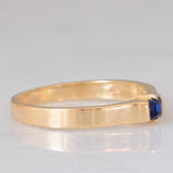 Solitario a fascia vintage in oro giallo 14K con zaffiro di taglio carré (0.18ct ca.), anni ‘70