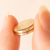 Ciondolo portafoto ovale vintage con lamina in oro giallo 9K su metallo, anni ‘70