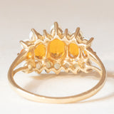 Anello vintage in oro giallo 9K con opali (0.70ctw ca.) e paste di vetro arancioni, anno ‘2002