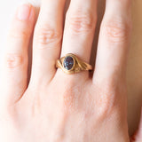 Anello vintage in oro giallo 9K con alessandrite sintetica, anni ‘80/‘90