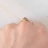 Solitario a cuore vintage in oro giallo 9K con granato, anni ‘80