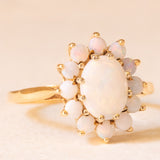 Anello a margherita vintage in oro giallo 9K con opali (0.74ctw ca.)