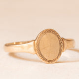Anello da sigillo vintage in oro giallo 9K, anno 1956