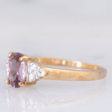 Trilogy in oro giallo 9K con zircone rosa (1.36ct ca.) e zaffiri bianchi