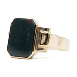 Anello vintage chevalier in oro giallo 8k con eliotropo
