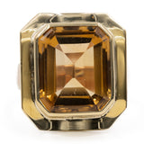 Anello vintage da cocktail  in oro giallo e rosa 14k con quarzo citrino di 7ct.