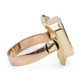 Anello vintage da cocktail  in oro giallo e rosa 14k con quarzo citrino di 7ct.