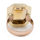 Anello vintage da cocktail  in oro giallo e rosa 14k con quarzo citrino di 7ct.