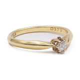 Anello vintage solitario in oro giallo 14k con diamante (0,12ct), anni '70