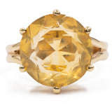 Anello da cocktail vintage in oro giallo 14k con quarzo citrino (7ct), anni '60