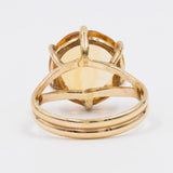Anello da cocktail vintage in oro giallo 14k con quarzo citrino (7ct), anni '60