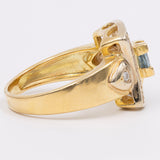 ANELLO VINTAGE IN ORO GIALLO 18K CON TOPAZIO (0.40CT CA.) E DIAMANTI DI TAGLIO BRILLANTE (0.20CTW CA.), ANNI ‘60/‘70