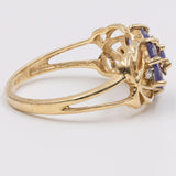 Anello vintage in oro giallo 9K con tanzaniti e diamanti, 1999