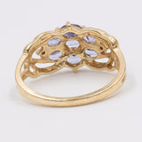 Anello vintage in oro giallo 9K con tanzaniti e diamanti, 1999
