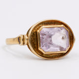 Anello vintage in oro giallo 14K e spinello rosa sintetico, anni '70