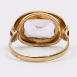 Anello vintage in oro giallo 14K e spinello rosa sintetico, anni '70