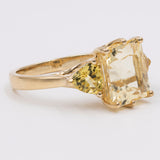 Anello vintage in oro giallo 9k con citrini, anni '70