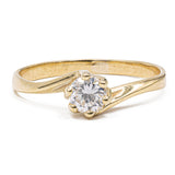 Anello vintage solitario in oro giallo 14k con diamante taglio brillante (0,30ct), anni '70