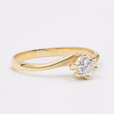 Anello vintage solitario in oro giallo 14k con diamante taglio brillante (0,30ct), anni '70