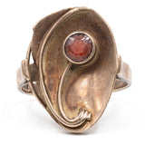 Anello liberty in oro rosa 14k con granato, anni '20