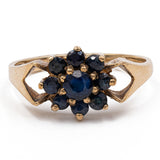 Anello vintage in oro giallo 9k con zaffiri, 1980