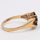 Anello vintage in oro giallo 9k con zaffiri, 1980