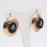 Orecchini antichi in oro giallo 14K con micromosaico raffigurante un cane, fine '800