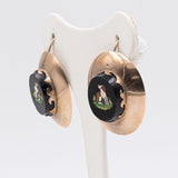 Orecchini antichi in oro giallo 14K con micromosaico raffigurante un cane, fine '800