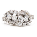 Anello vintage in oro bianco 14k con diamanti (1ct totale), anni '60