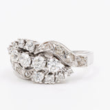 Anello vintage in oro bianco 14k con diamanti (1ct totale), anni '60