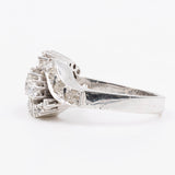 Anello vintage in oro bianco 14k con diamanti (1ct totale), anni '60