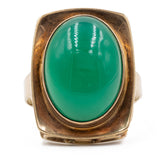 Anello in oro giallo 8k con crisoprasio, anni '70