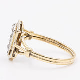 Anello vintage in oro 14k con diamanti taglio rosetta, anni '50