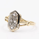 Anello vintage in oro 14k con diamanti taglio rosetta, anni '50